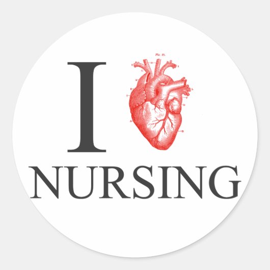 I Heart Nursing Ronde Sticker (Voorkant)