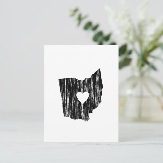 I Heart Ohio Grunge Worn Outline State Love Briefkaart (Staand voorkant)