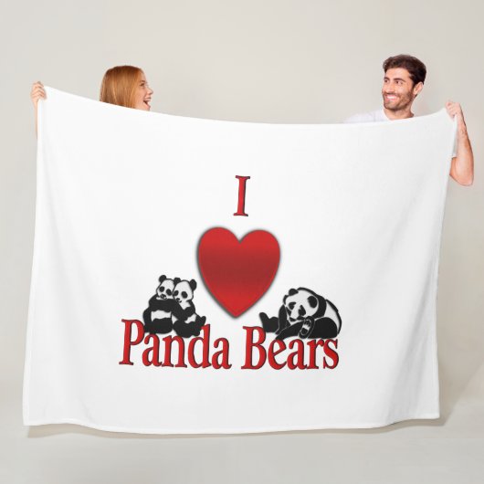 I Heart Panda Beren Fleece Deken (In situ)