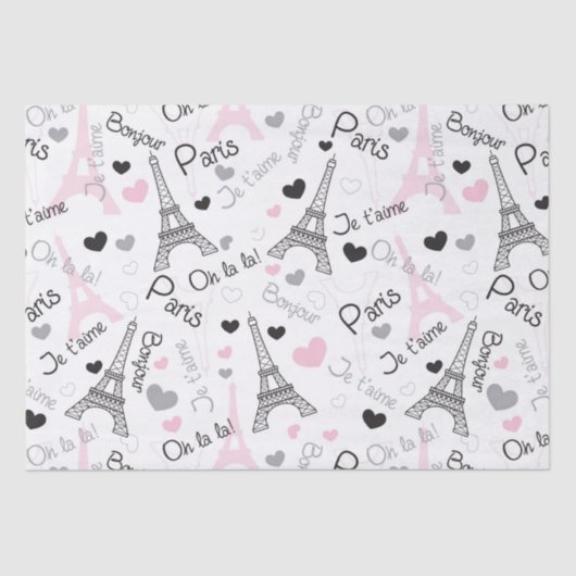 I Heart Paris Eiffel Tower Tissue Paper Tissuepapier (Voorkant)