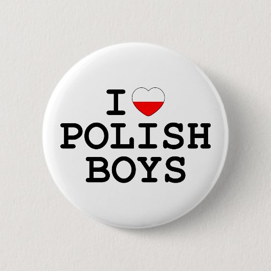 I Heart Poolse jongens Ronde Button 5,7 Cm (Voorkant)