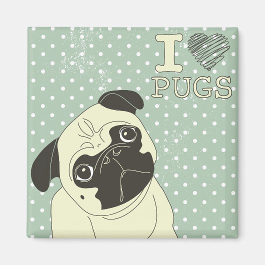 I Heart Pugs Magnet Magneet (Voorkant)