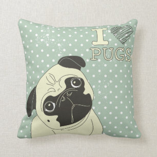 I Heart Pugs Pillow Kussen