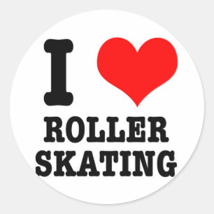 I HEART ROLLER SKATING RONDE STICKER