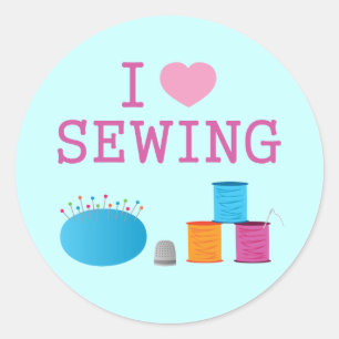 I Heart Sewing Ronde Sticker