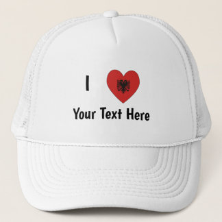 I (Heart Shaped Albanian Flag) Jouw tekst Trucker Pet