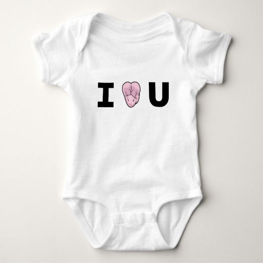 "I [Heart-Shaped-Molar} U" Baby Creeper Romper (Voorkant)