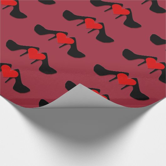 I Heart Shoes Pattern Wrapping Paper Cadeaupapier (Hoek)