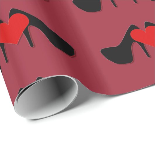 I Heart Shoes Pattern Wrapping Paper Cadeaupapier (Rol Hoek)