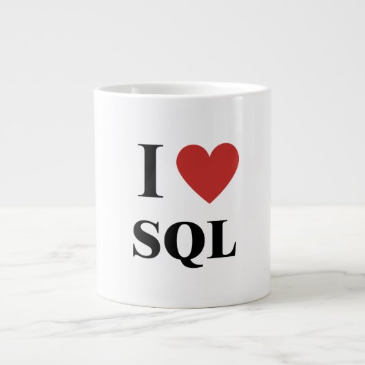 I Heart SQL Extra Grote Beker (Voorkant)
