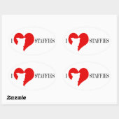 i heart Staffy - Stickers ovale (Feuille)