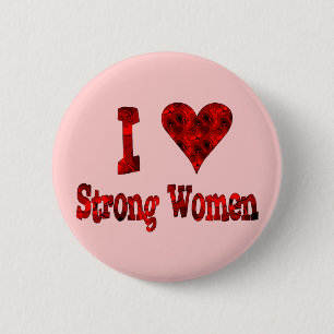 I Heart Sterke Vrouwen Ronde Button 5,7 Cm