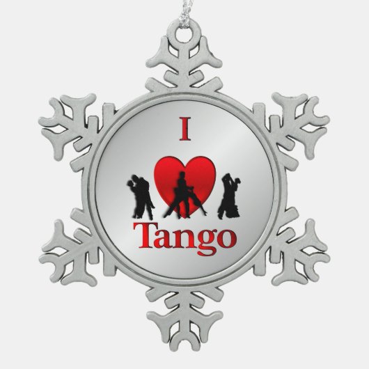I Heart Tango Dance Pewter Snowflake Ornament (Voorkant)