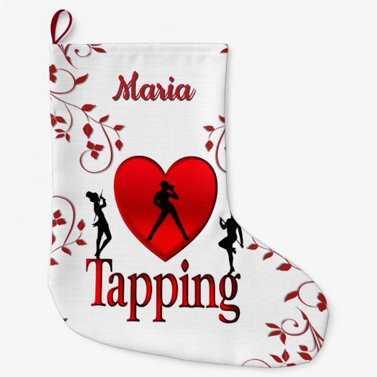 I Heart Tap Dance Persoonlijk Grote Kerstsok (Voorkant)