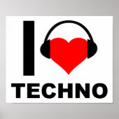 I Heart Techno Funny Poster (Devant)