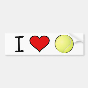 I HEART TENNIS BALL BUMPERSTICKER