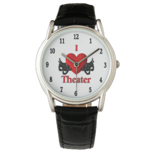 I Heart Theater Black Numbers Horloge