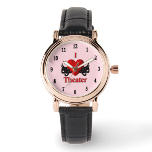 I Heart Theater Black Numbers Pink Watch Horloge