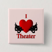 I Heart Theater Pink Vierkante Button 5,1 Cm (Voorkant)
