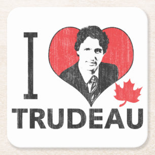 I Heart Trudeau Vierkante Kartonnen Onderzetter