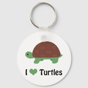 I Heart Turtles Cute Cartoon Turtle Sleutelhanger