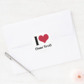 I Heart (voeg je eigen aangepaste tekst toe) Sjabl Ronde Sticker (Envelop)