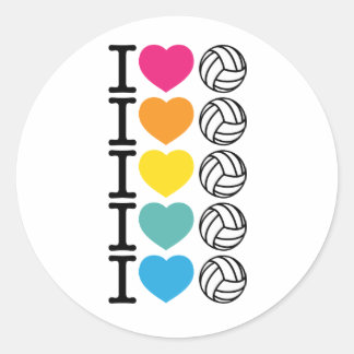 I Heart Volleyball - regenboog Ronde Sticker