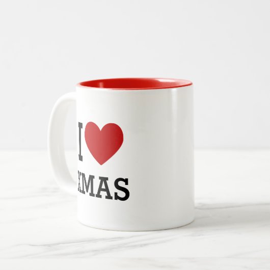 I Heart XMAS Two-Tone Coffee Mug (Devant gauche)