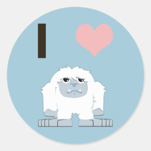 I Heart Yeti Cute Cartoon Snow Monster Ronde Sticker