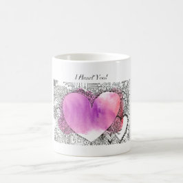 I Heart You  Roze en Paarse Hart Kunst Magische Mok