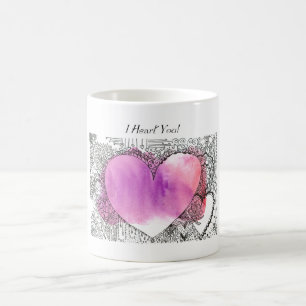 I Heart You Roze en Paarse Hart Kunst Magische Mok