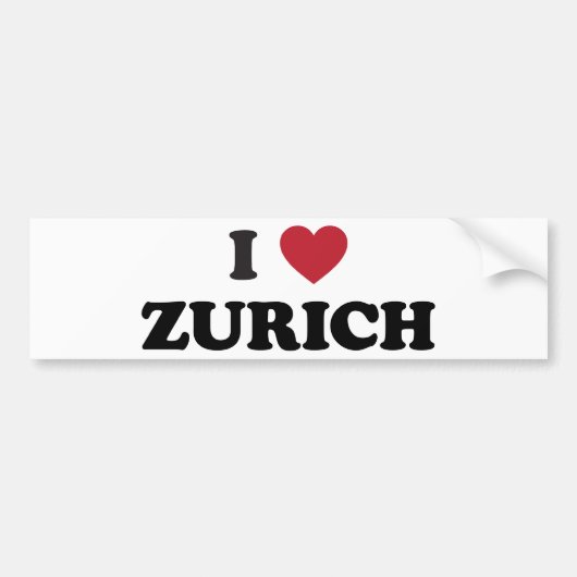 I Heart Zurich Zwitserland Bumpersticker (Voorkant)