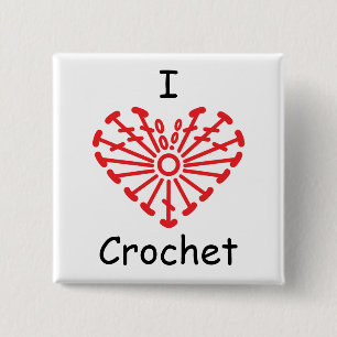 I het Hart haakt - het Hart haakt het Patroon van Vierkante Button 5,1 Cm