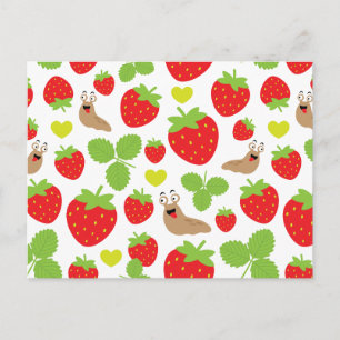 I hou van aardbeien naadloos patroon briefkaart