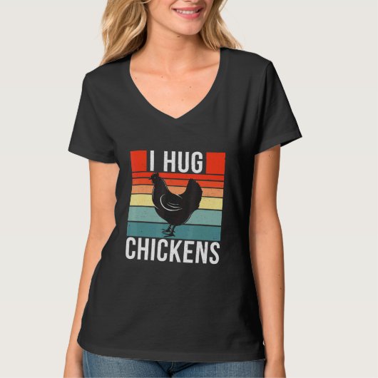 I Hug Chickens Retro  Style Chicken 1 T-shirt (Voorkant)