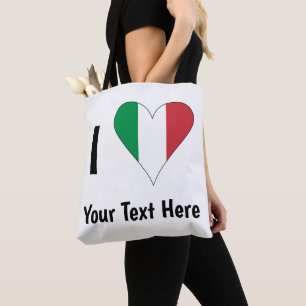 I (Italiaanse Vlag Hart Liefde) Uw Tekst Draagtas