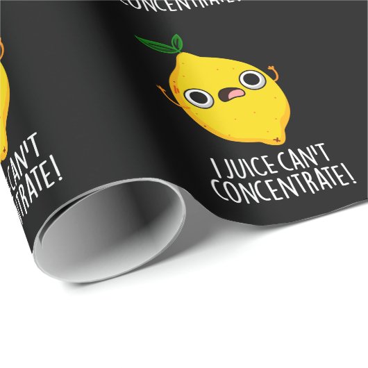 I Juice Can't Concentrate Funny Lemon Pun Dark BG Cadeaupapier (Rol Hoek)