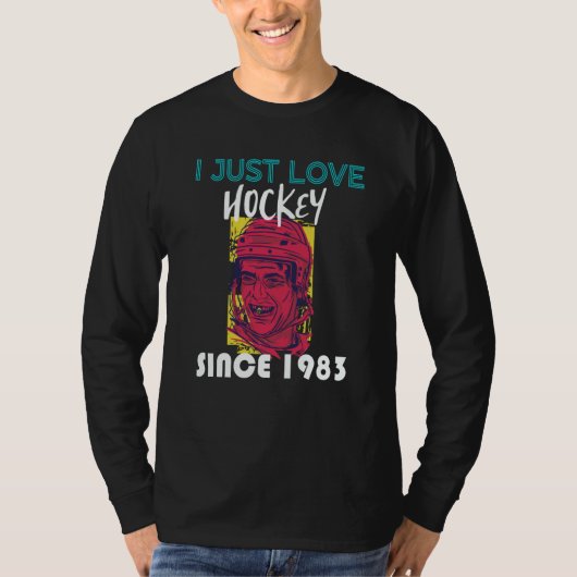 I just love hockey since 1983 t-shirt (Voorkant)