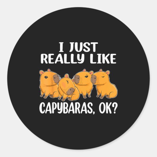 I Just Really Like Capybaras Ok Capybara Animal Ro Ronde Sticker (Voorkant)