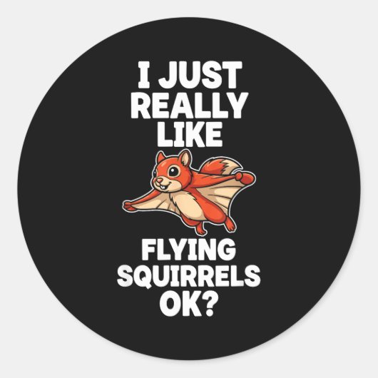 I Just Really Like Flying Squirrels Ok Ronde Sticker (Voorkant)