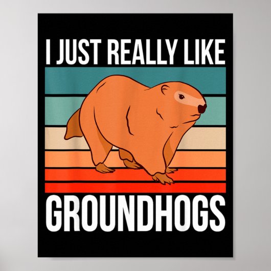 I Just Really Like Groundhogs Retro Groundhog Poster (Voorkant)