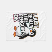 I Just Really Like Penguins Ok Funny Design Fleece Deken (Voorkant (Horizontaal))