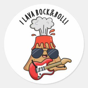 I Lava Rock en Roll Funny Volcano Pun Ronde Sticker