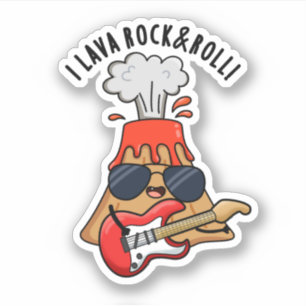 I Lava Rock en Roll Funny Volcano Pun Sticker