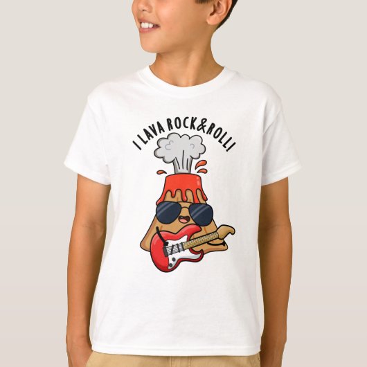 I Lava Rock en Roll Funny Volcano Pun T-shirt (Voorkant)