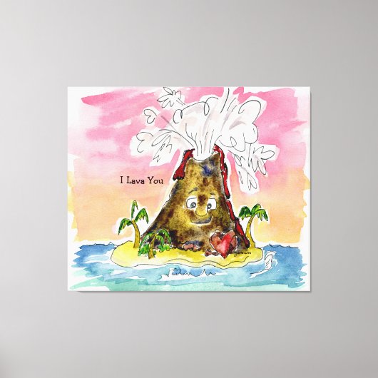 I Lava You Volcano Stretched Canvas (Voorkant)