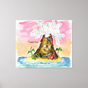 I Lava You Volcano Stretched Canvas Afdruk
