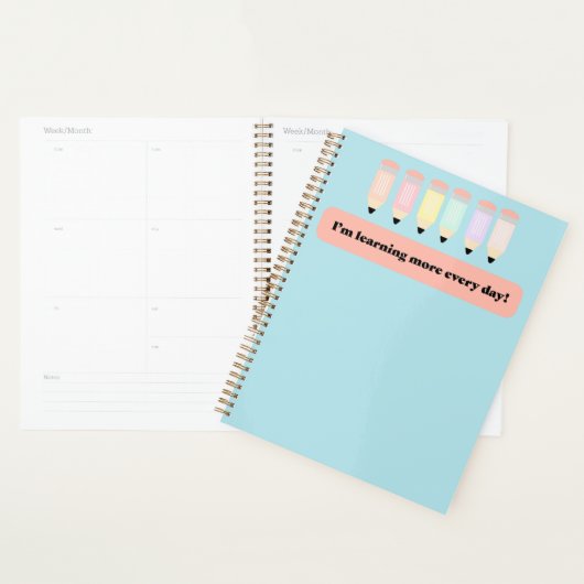 I Learn More Every Day!" Notebook Cover - Inspirin Planner (Display)