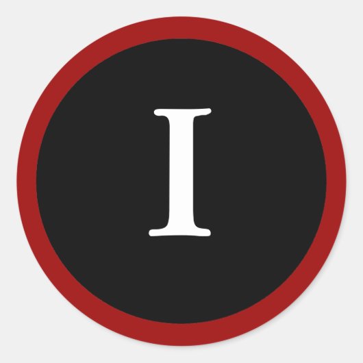 I : LETTRE I INITIALE I Stickers Rouge, Blanc & No (Devant)