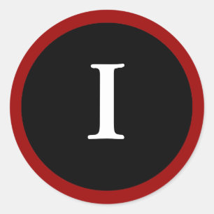 I : LETTRE I INITIALE I Stickers Rouge, Blanc & No